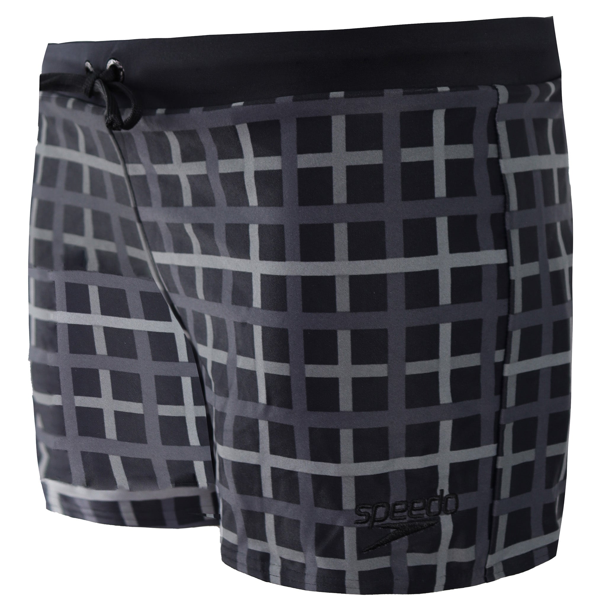 Speedo Stretch Waist Printed Valmilton Mens Black/Grey Swim Shorts