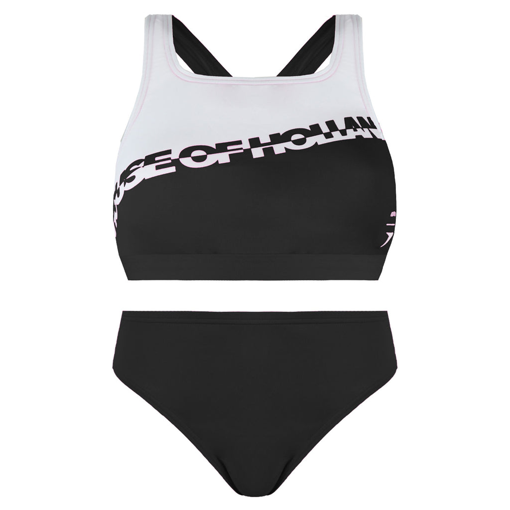 Speedo Printed House Of Holland Black/White Womens Two Piece Swimsuit