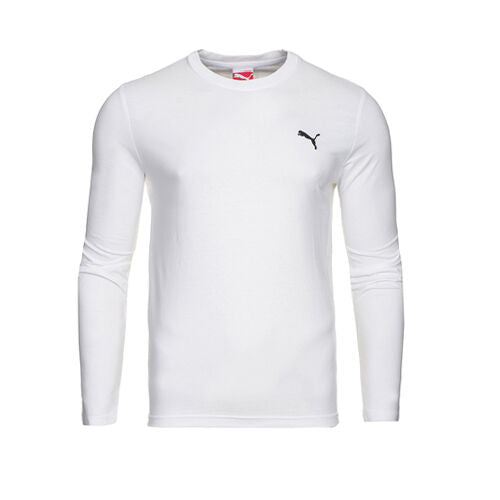 Puma Essential LS Long Sleeved White Cotton Mens Tee T-Shirt Top 819798 03 A13B