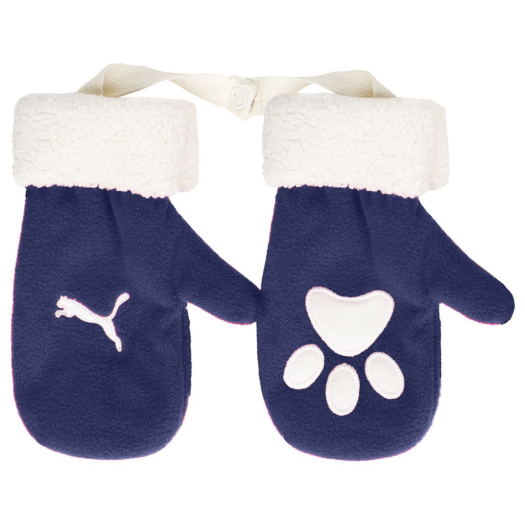 Puma Minicats Fleece Kids White/Navy Hat Gloves Set