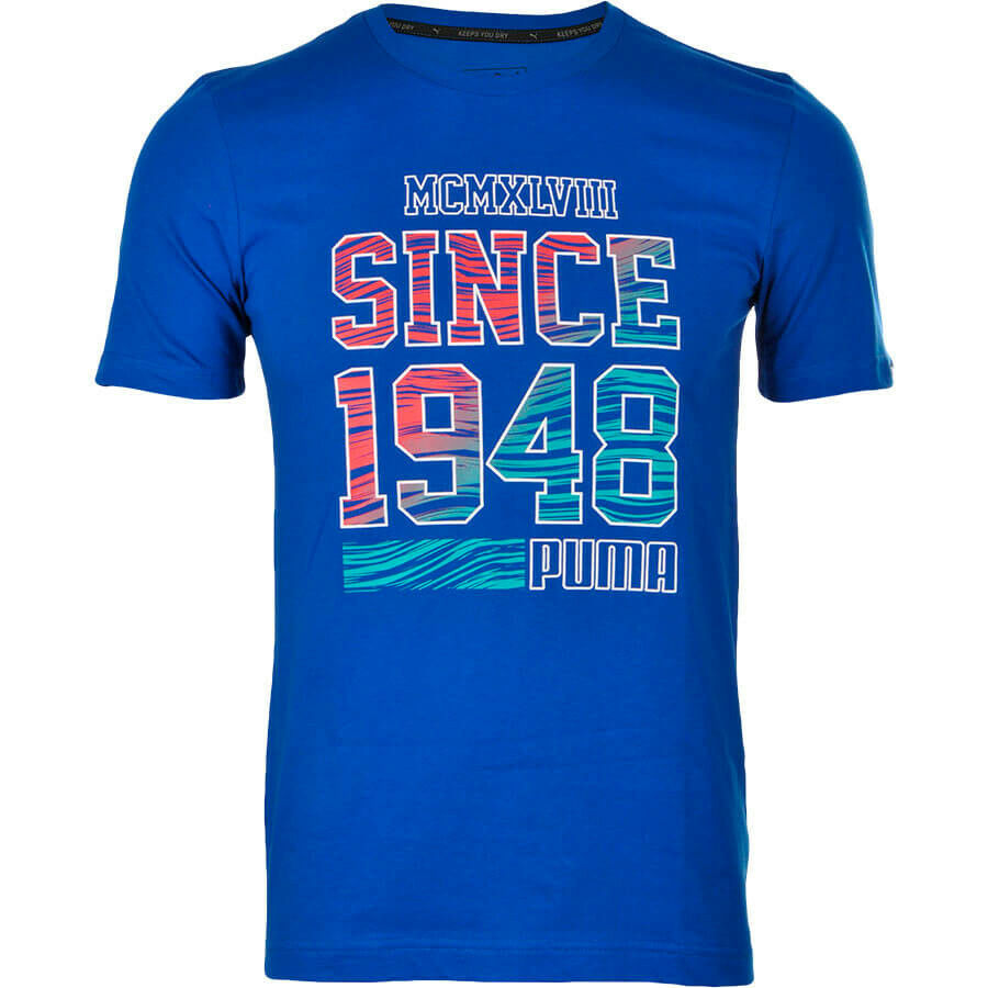 Puma FUN SUMMER 1948 Blue DryCell Regular Fit Tee Top T-Shirt 836592 16 RW37