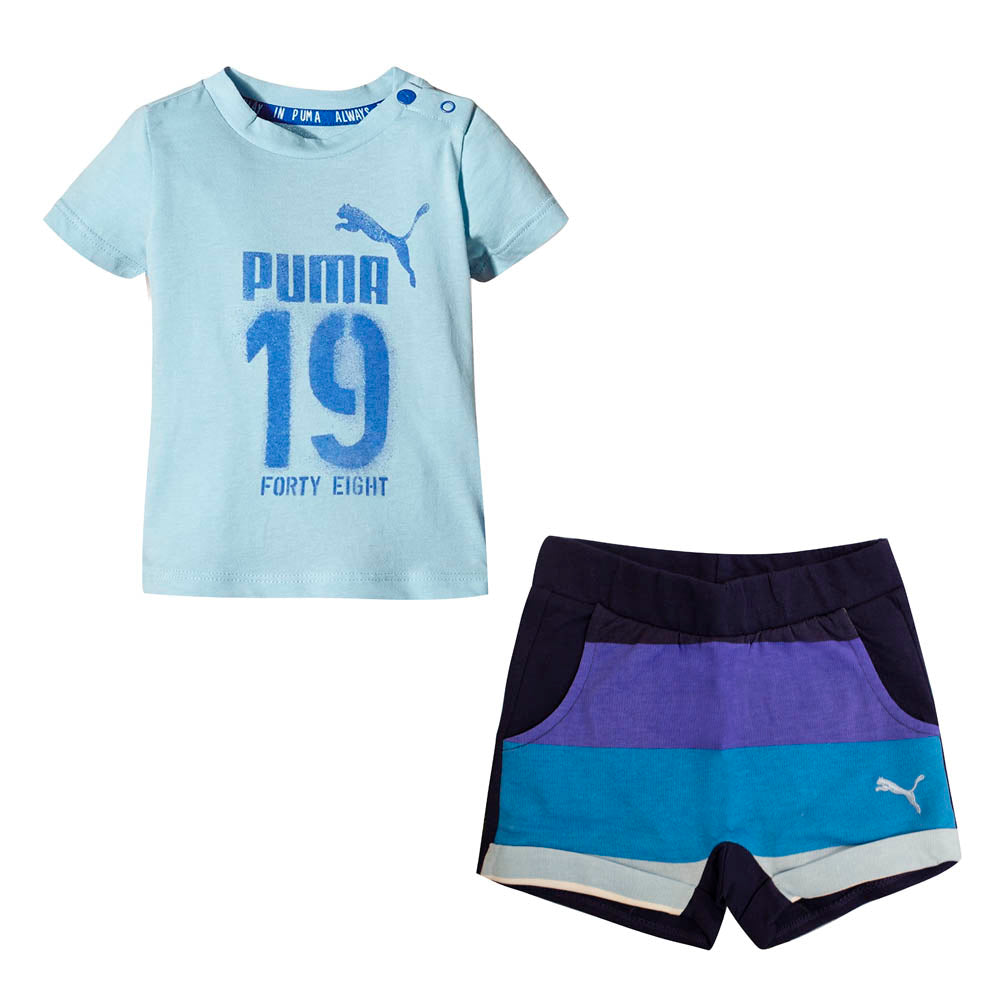 Puma Style Infant Minicats T-Shirt Shorts Cotton Blue Set 836778 19