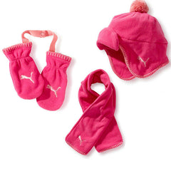 Puma MiniCat Fleece Kids Pink Gloves & Hat Set