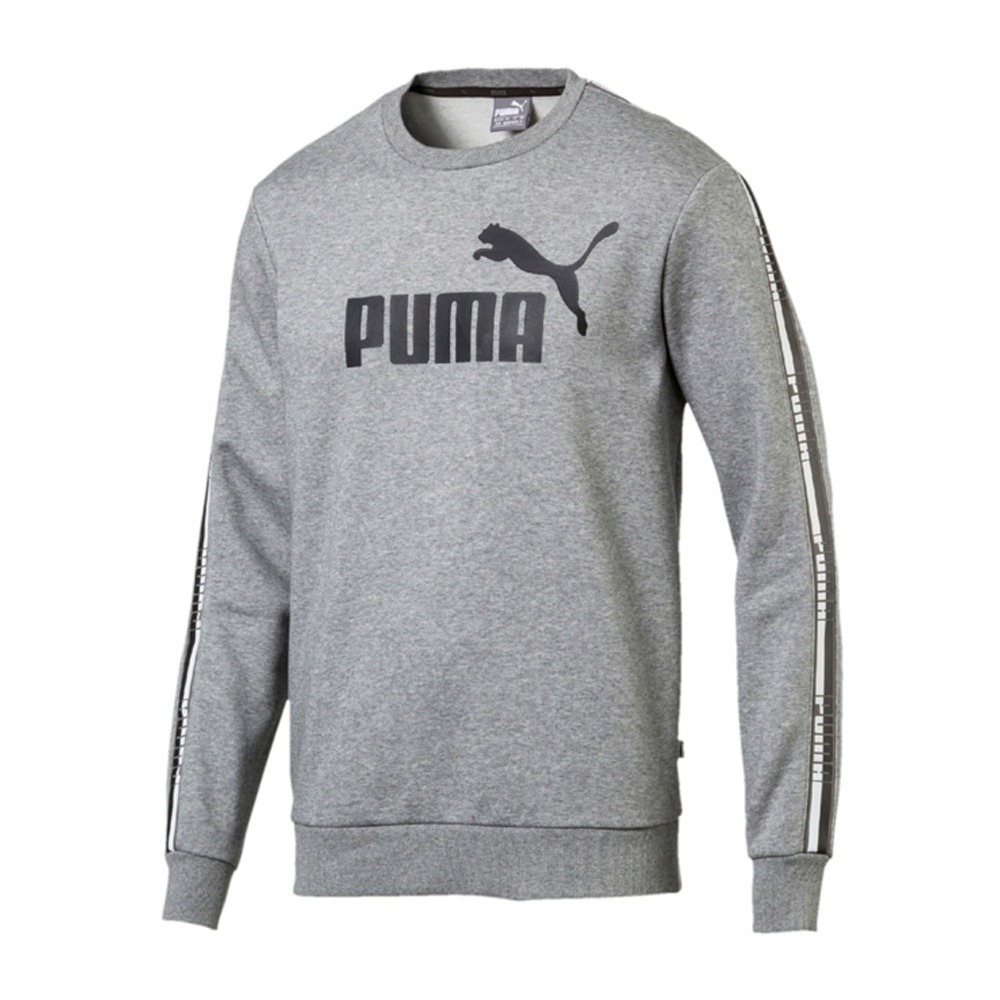 Puma Taped Long Sleeve Grey Crew Neck Mens Sweatshirt 852415 03