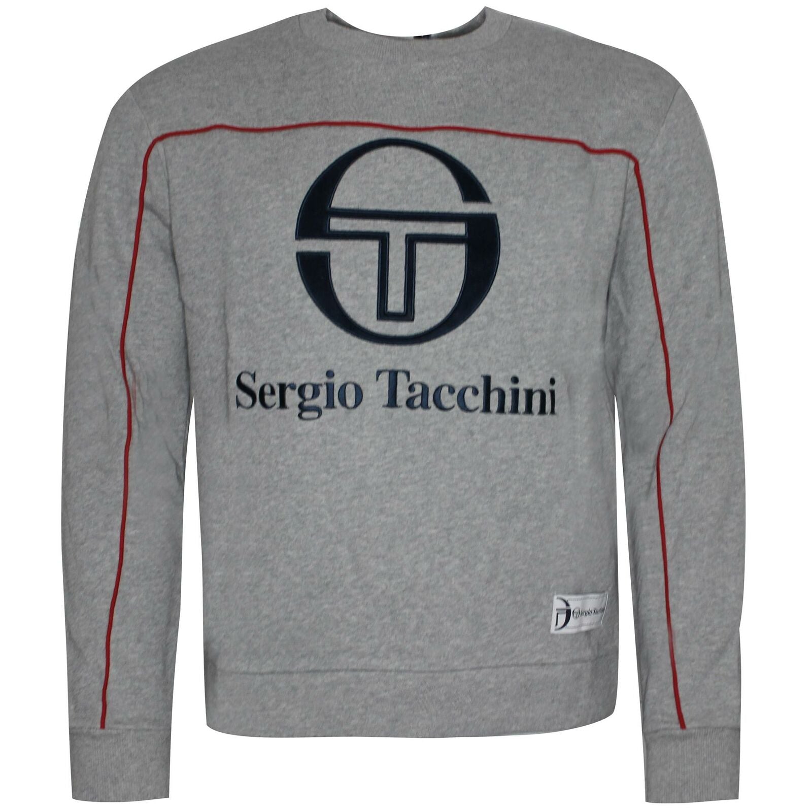 Sergio Tacchini Long Sleeve Crew Neck Pullover Grey Mens Sweaters 37866 915