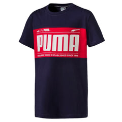 Puma Boys Retro Tee Junior Graphic Logo Top Navy 852551 06