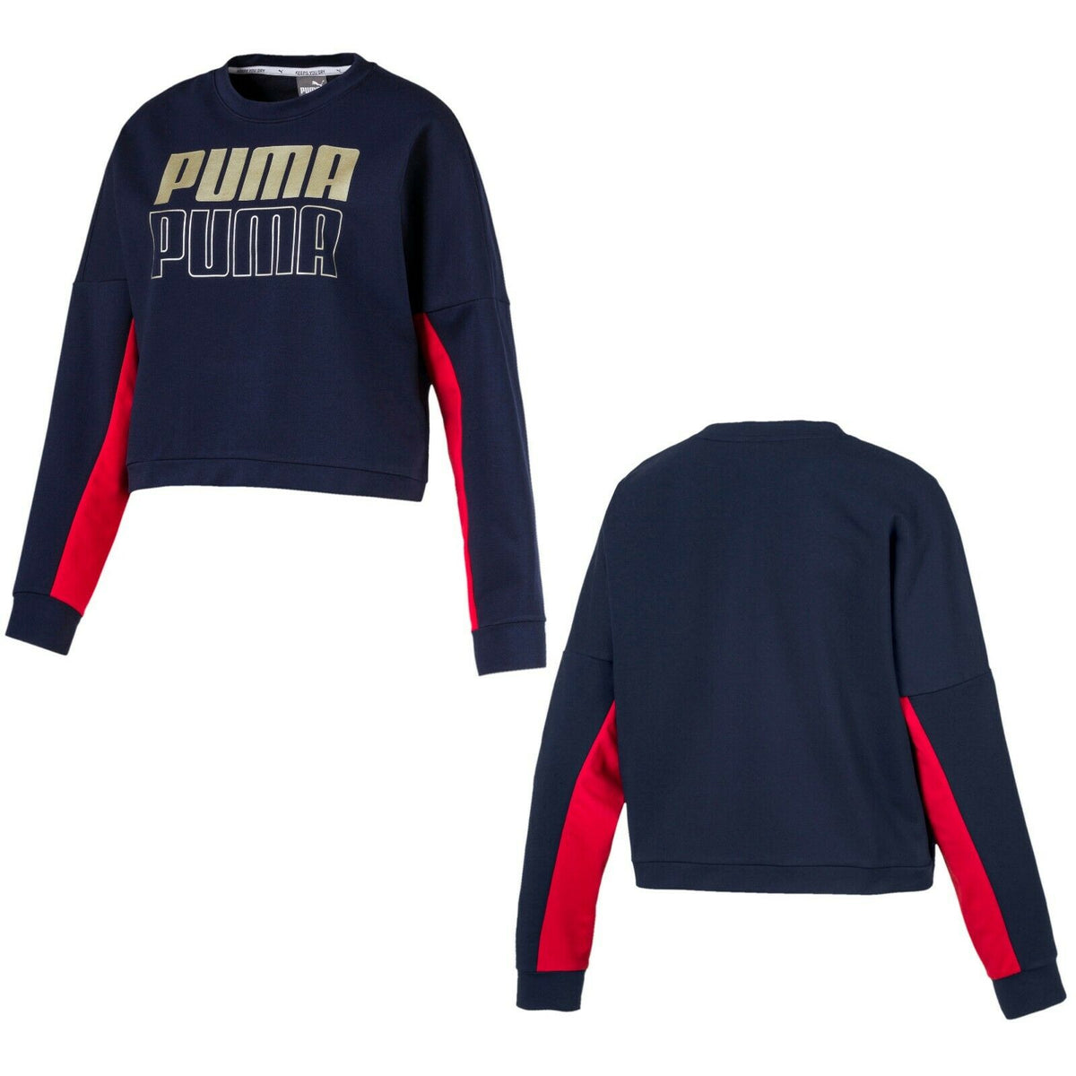 Puma Logo Womens Navy Cropped Sweater