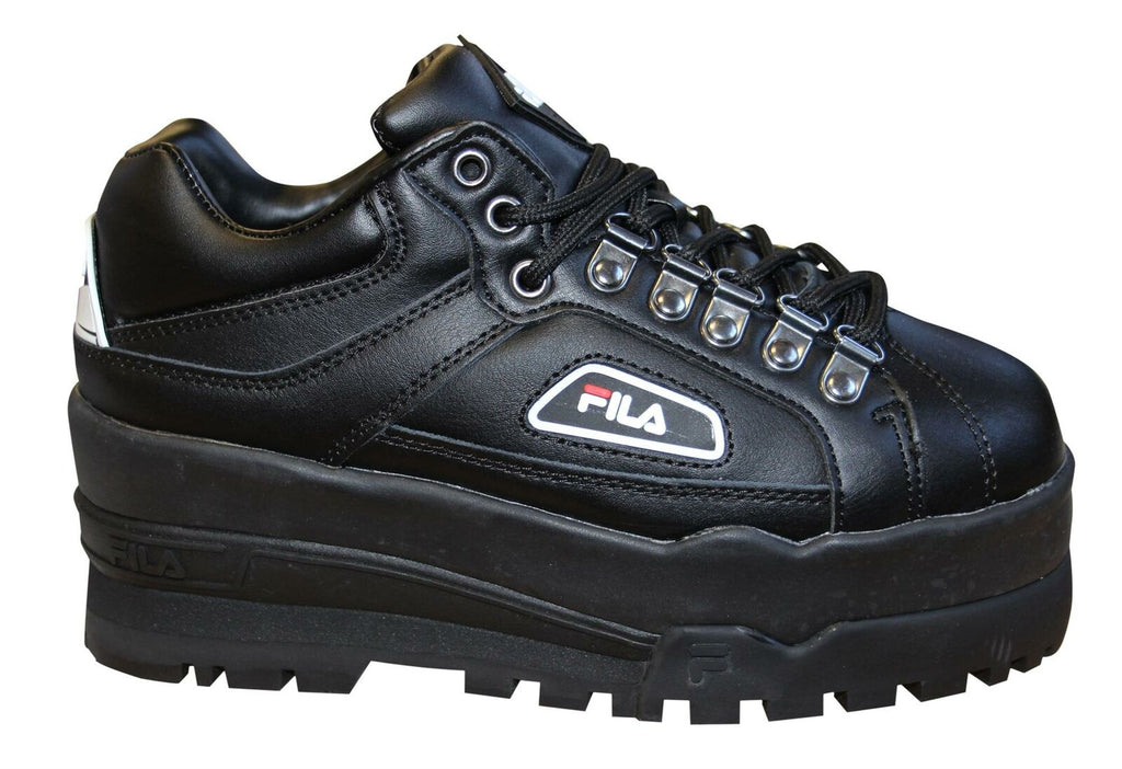 Fila Trailblazer Wedge Womens Chunky Trainers Black Lace Up Shoes 5HM00524 013