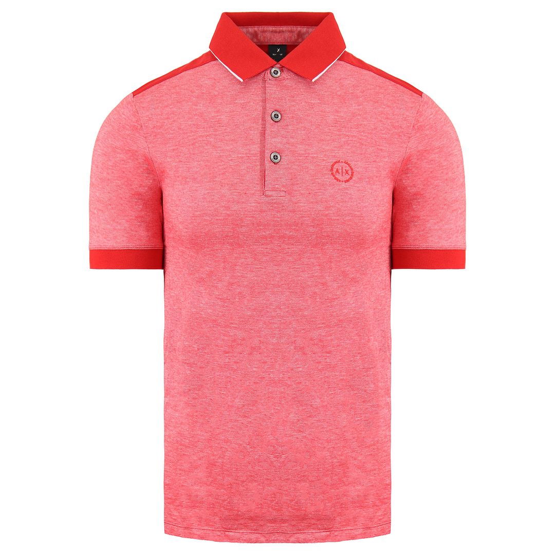 Armani Exchange Mens Red Cotton Polo Shirt