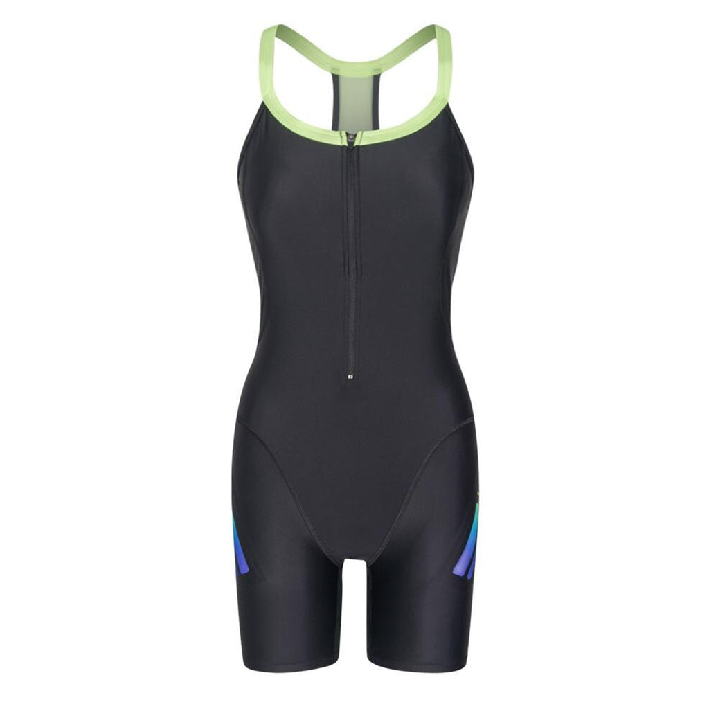 Speedo Hydrosense Kneesuit Womens Black/Green Sleeveless Swimsuit