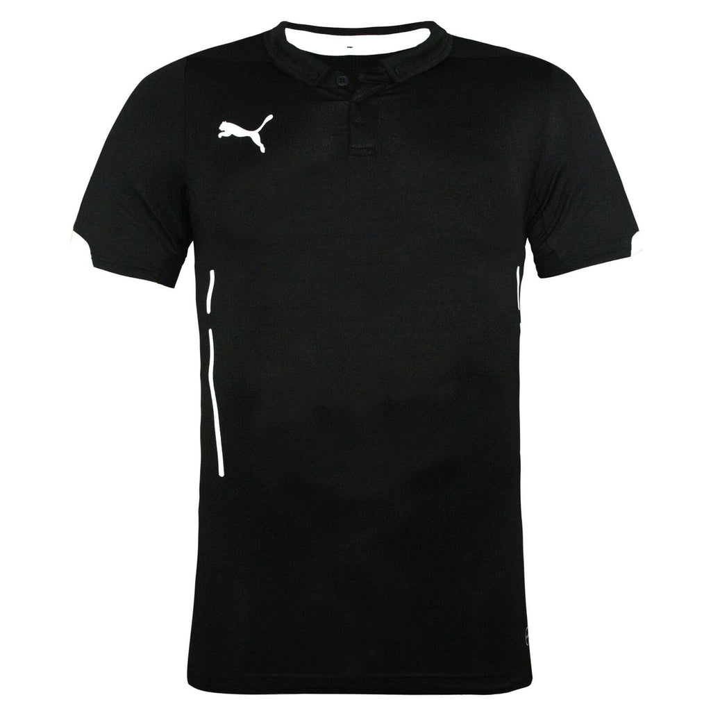 Puma Active Short Sleeved T-Shirt Gym Running Tight Top Black - Mens