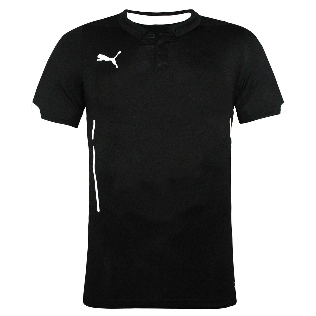 Puma Active Short Sleeved T-Shirt Gym Running Tight Top Black - Mens