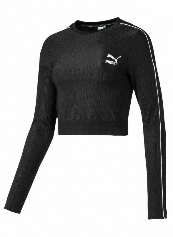 Puma Logo Womens Black Crop Top