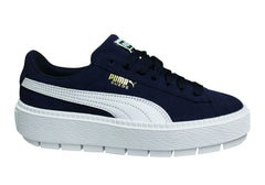 Puma Platform Trace MU Navy Suede Low Lace Up Trainers - Womens