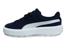 Puma Platform Trace MU Navy Suede Low Lace Up Trainers - Womens