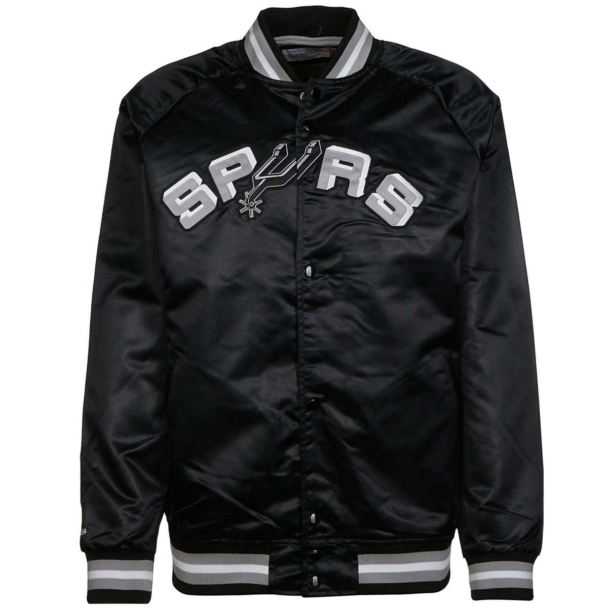 Mitchell & Ness San Antonio Spurs Lightweight Satin Bomber Jacket Black SASBLACK