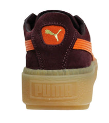 Puma Suede Platform Trace Block Burgundy Low Lace Up Trainers - Womens