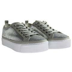 Armani Exchange Antarctica Sequin Womens Silver Trainers