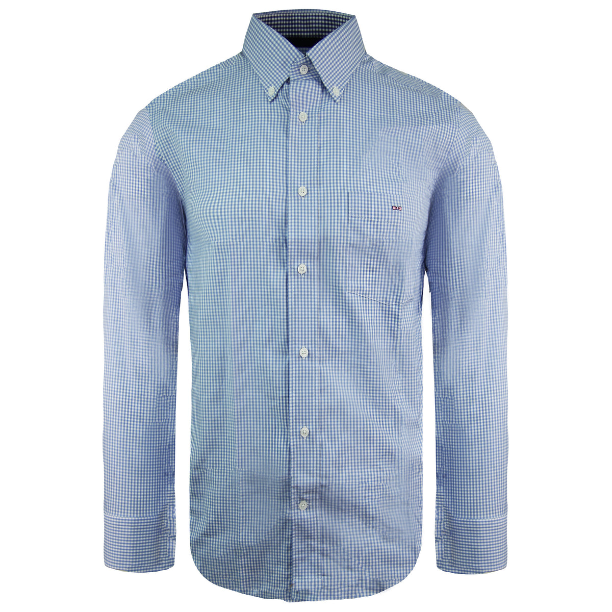 Eden Park Checkered Mens Blue Oxford Shirt