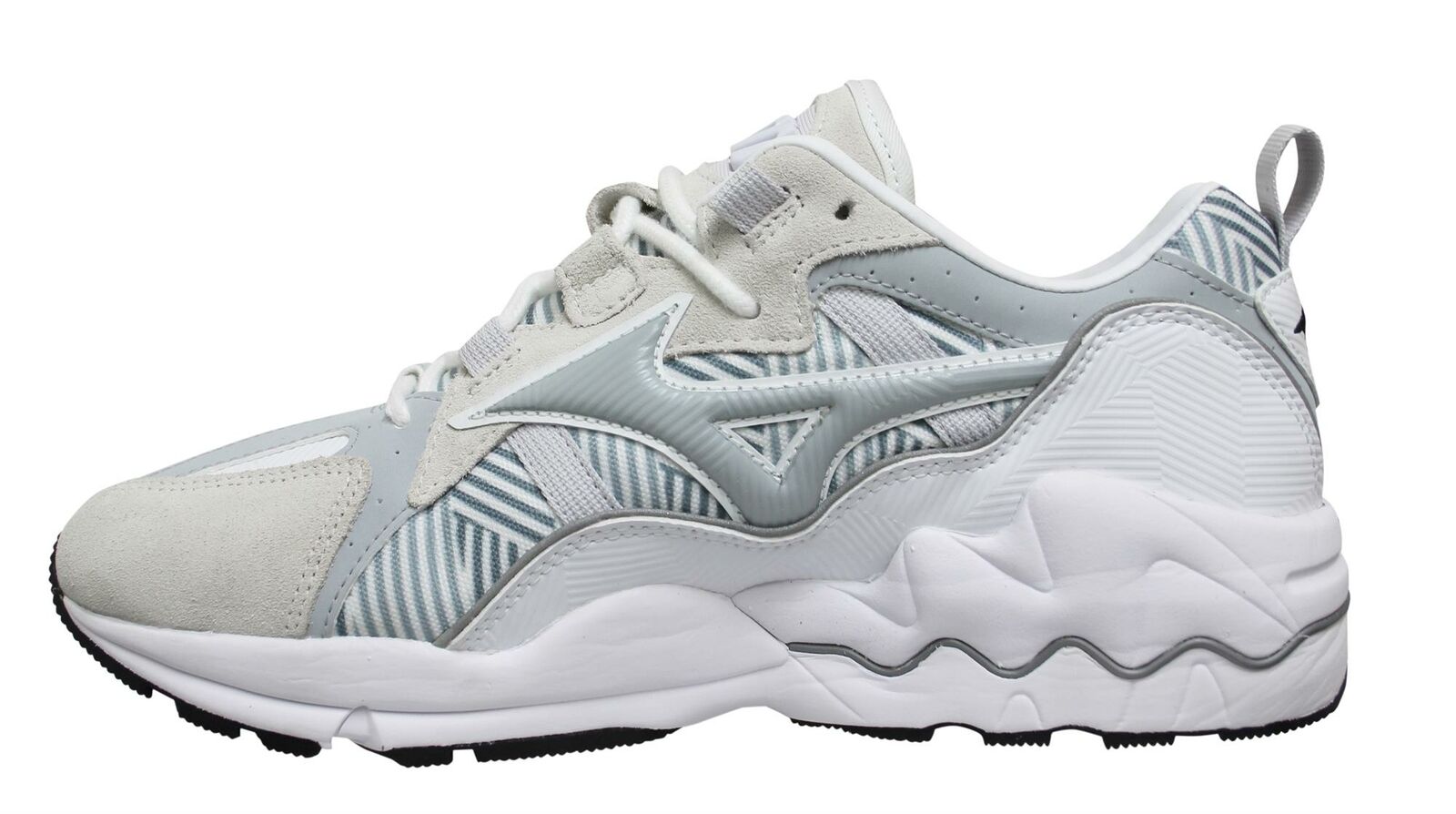 Mizuno Sport Style Wave Rider 1 White/Light Blue Trainers - Mens