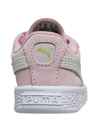 Puma Suede 2 Strap Hook & Loop Kids Girls Pink White Toddlers Trainers 356274 23