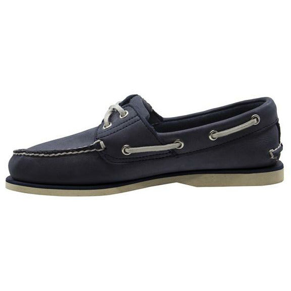 Timberland Classic 2 Eye Boat Navy Leather Lace Up Mens Boat Shoes A130M