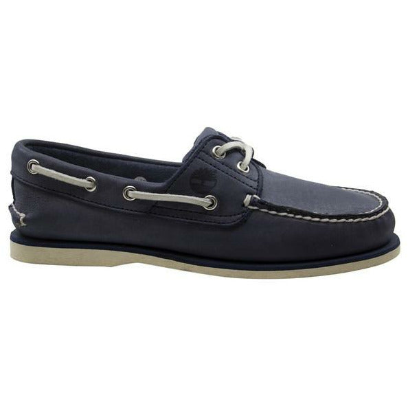 Timberland Classic 2 Eye Boat Navy Leather Lace Up Mens Boat Shoes A130M