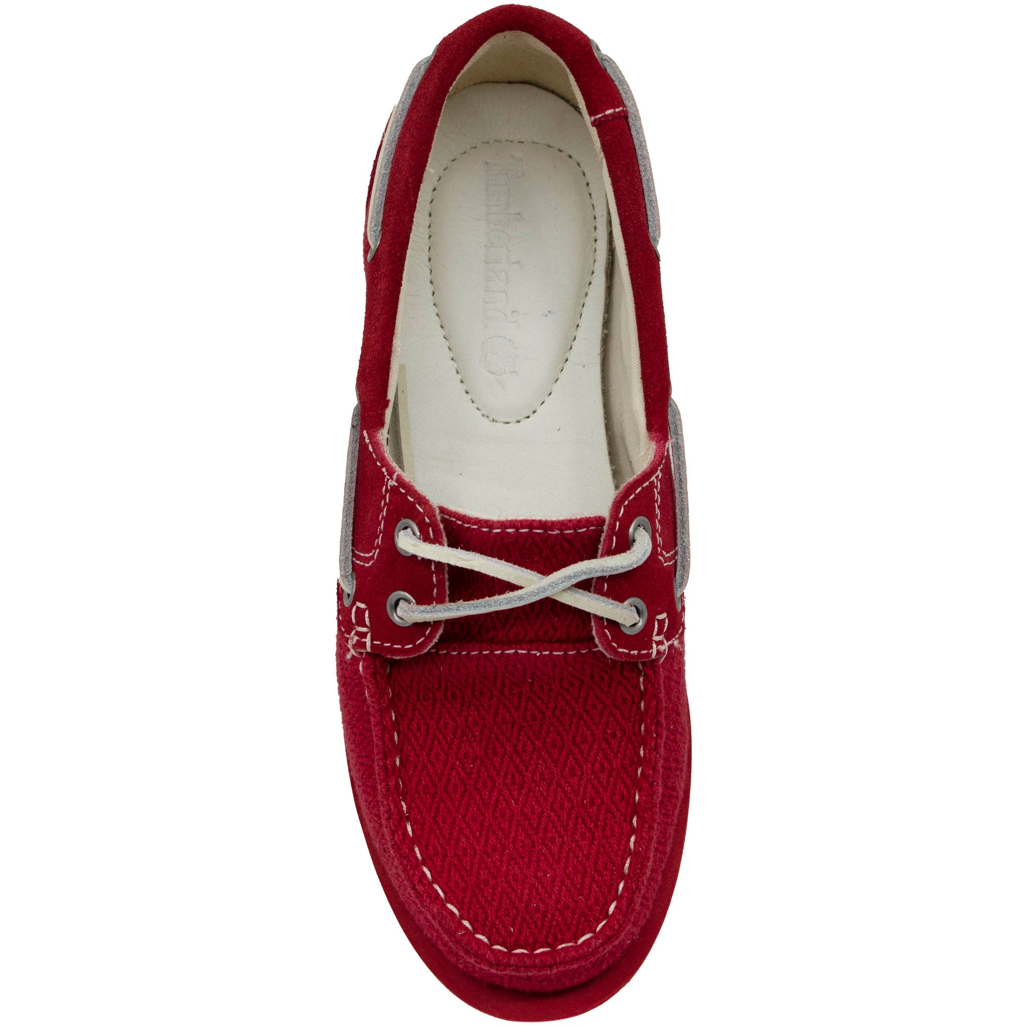 Timberland Classic 2 Eye Boat Red Textile Lace Up Womens Boat Shoes A14LV