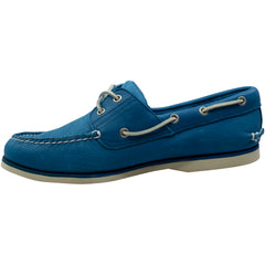 Timberland Classic 2 Eye Boat Blue Leather Lace Up Mens Boat Shoes A1B83