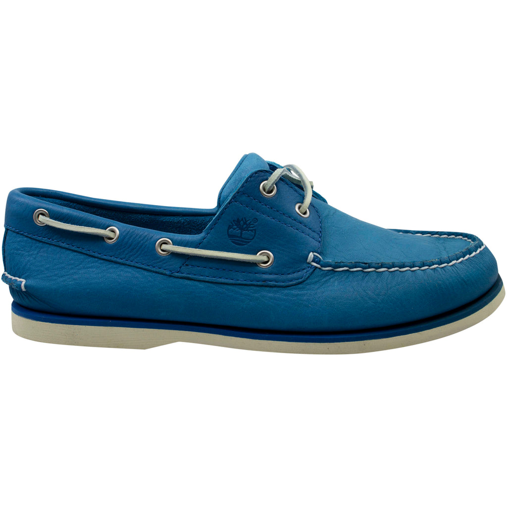 Timberland Classic 2 Eye Boat Blue Leather Lace Up Mens Boat Shoes A1B83