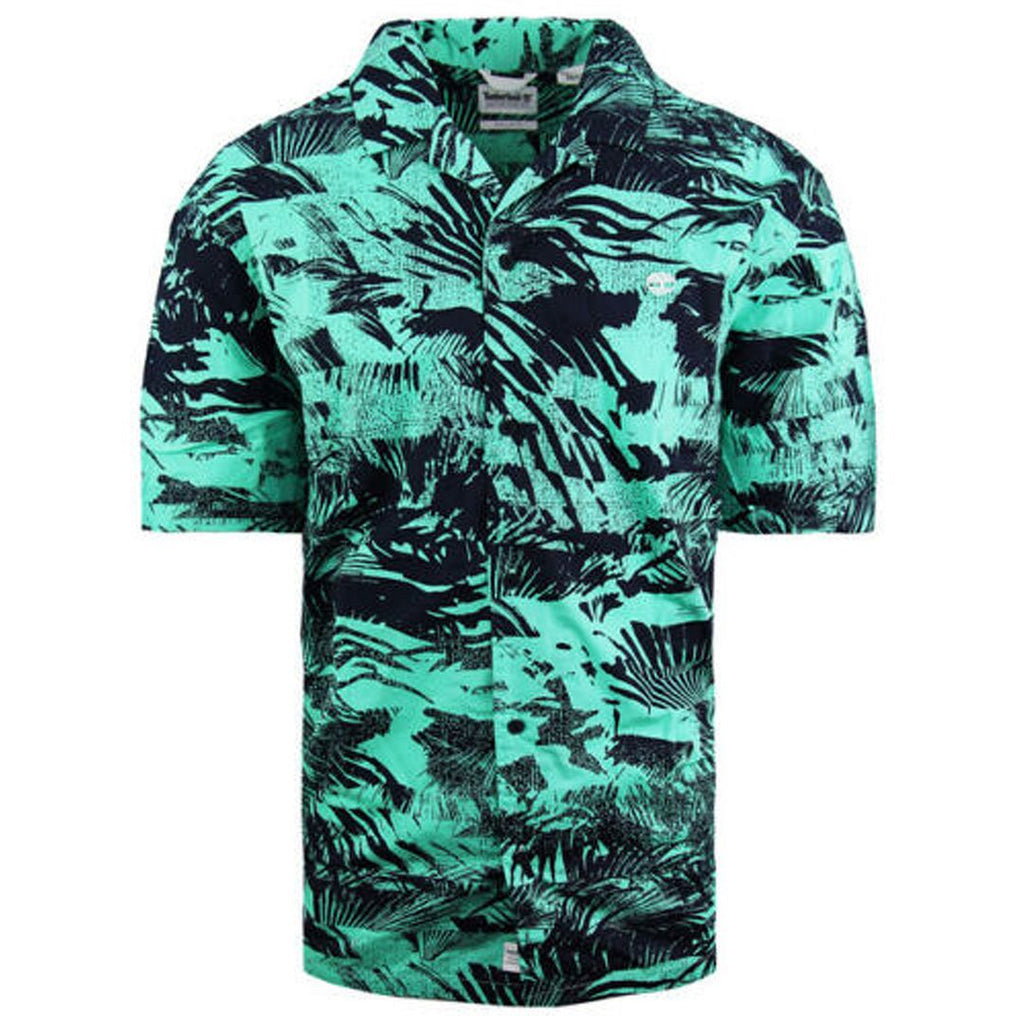 Timberland Stretch Mens Green Floral Summer Shirt