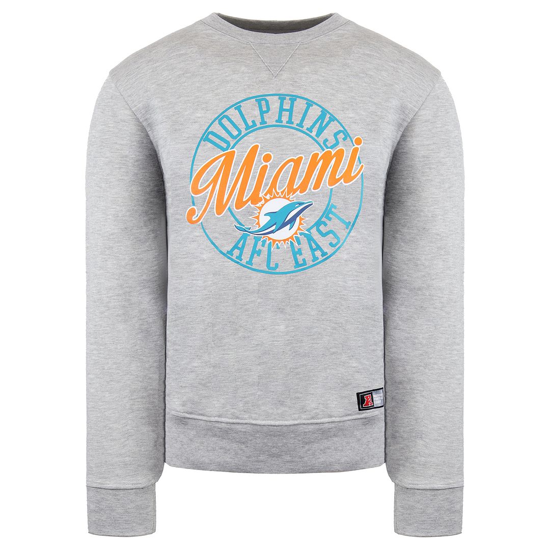 NFL Team Apparel Miami Dolphins Crew Neck Grey Mens Sweaters A3MDO6212GRY07X