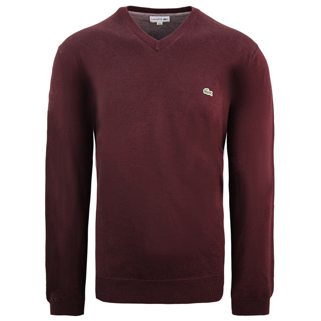 Lacoste Plain Mens Burgundy Sweater