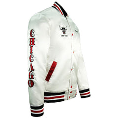 Mitchell & Ness NBA Chicago Bulls Satin White Bomber Jacket BA54AU CBU W BSE