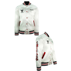 Mitchell & Ness NBA Chicago Bulls Satin White Bomber Jacket BA54AU CBU W BSE
