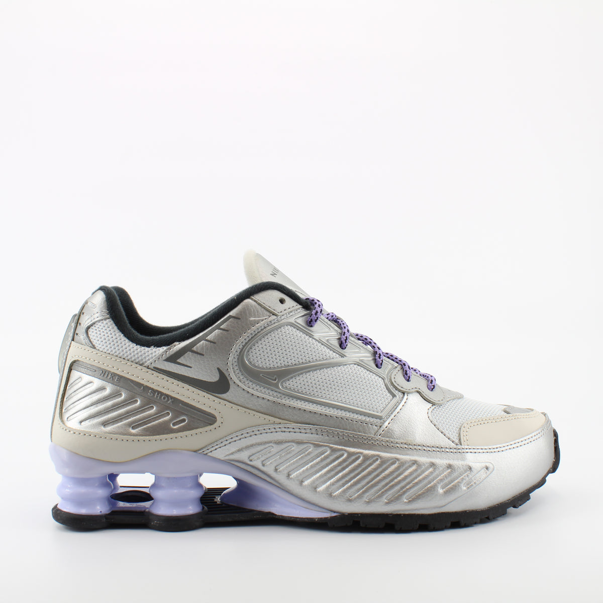 Nike Shox Enigma Silver Synthetic Womens Lace Up Trainers CT3450 001