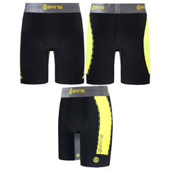 Skins DNAmic Stretch Waist Black Yellow Junior Half Tights Shorts