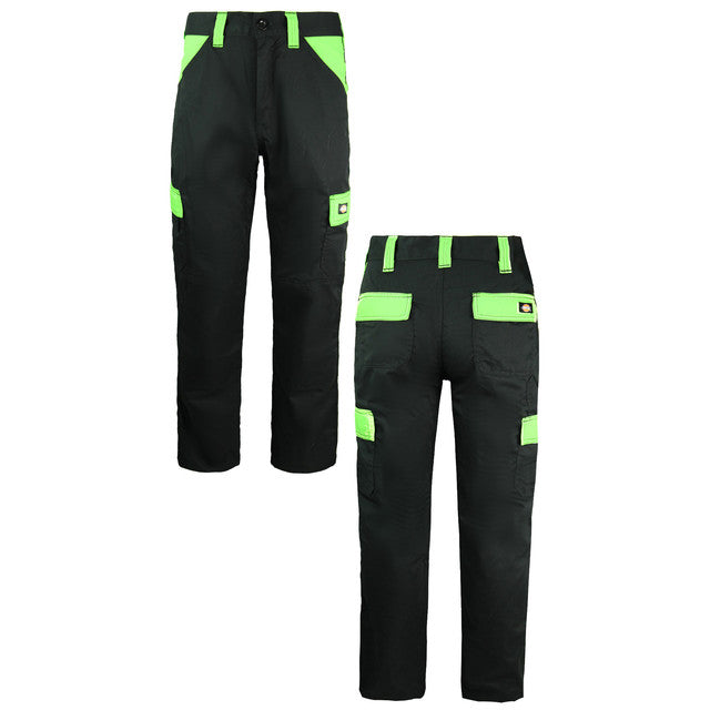 Dickies Everyday Work Wear Trousers Black Lime Mens Bottoms ED24 7R BLACK LIME