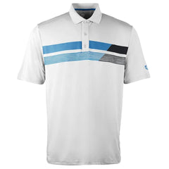 Island Green Asymetric Print Mens Silver/White Golf Polo Shirt