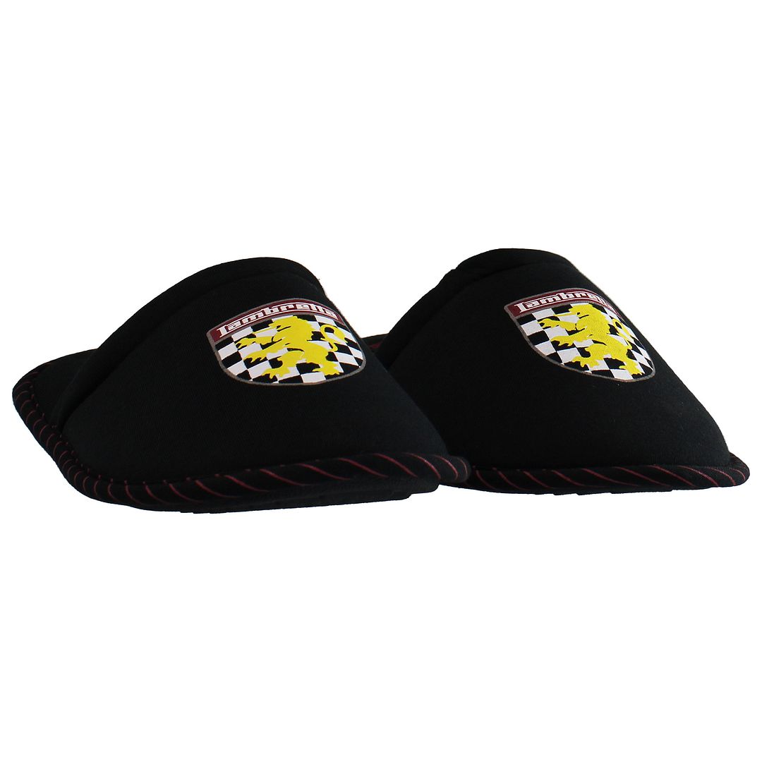 Lambretta Lion Mens Black Slippers