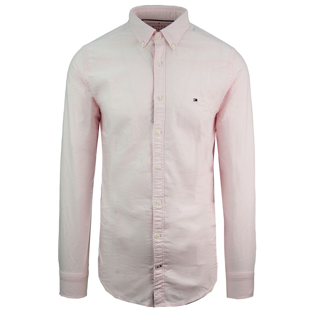 Tommy Hilfiger Long Sleeve Slim Fit Light Pink Mens Oxford Shirt MW0MW07768 092