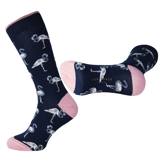 Ted Baker London All Over Bird Mens Printed Blue Socks