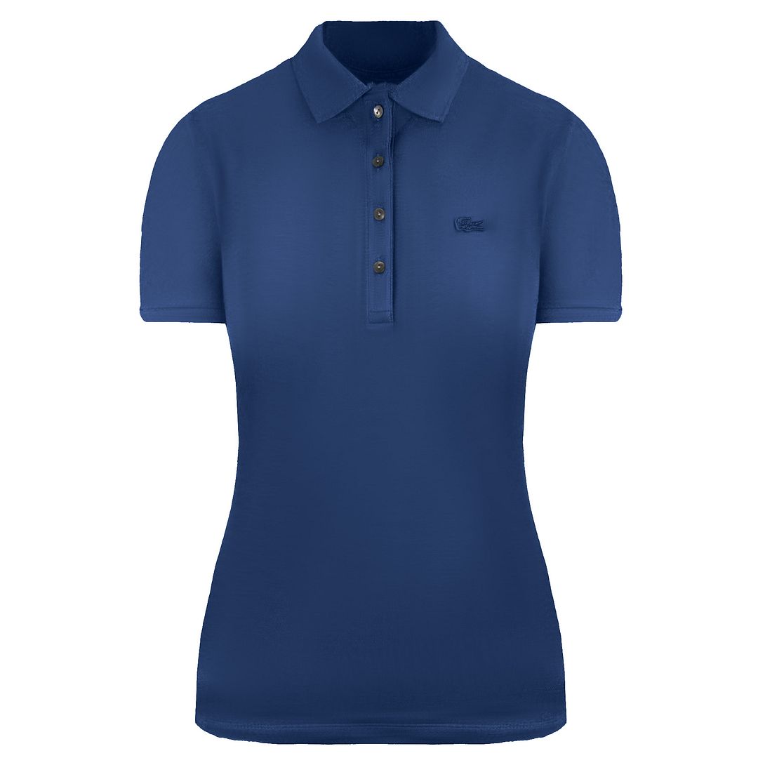 Lacoste Relaxed Fit Short Sleeve Collared Blue Womens Polo Shirt PF0103_CC3