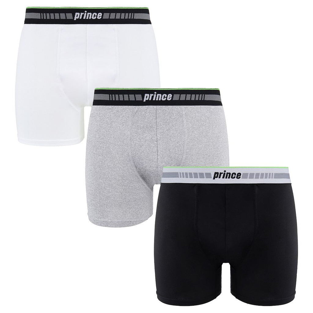 Prince Performance Range 3-Pack Black/Grey/White Mens Boxer Shorts