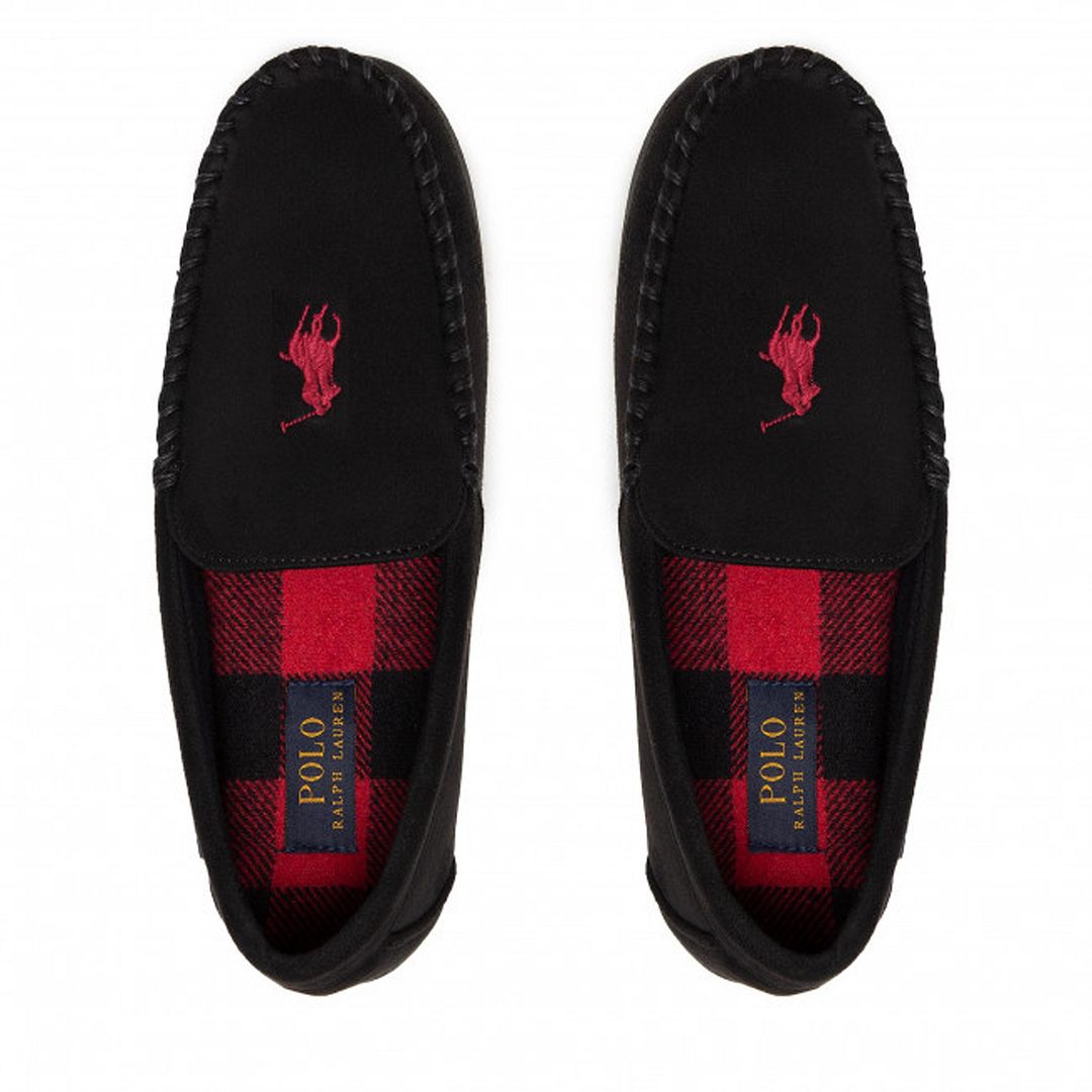 Ralph Lauren Buffalo Check Declan Mens Black Slippers
