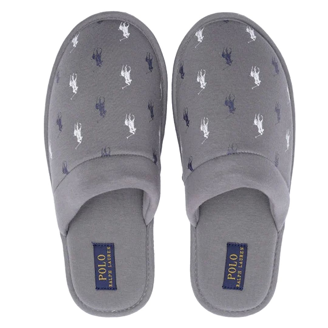 Ralph Lauren Logo Mens Grey Slippers