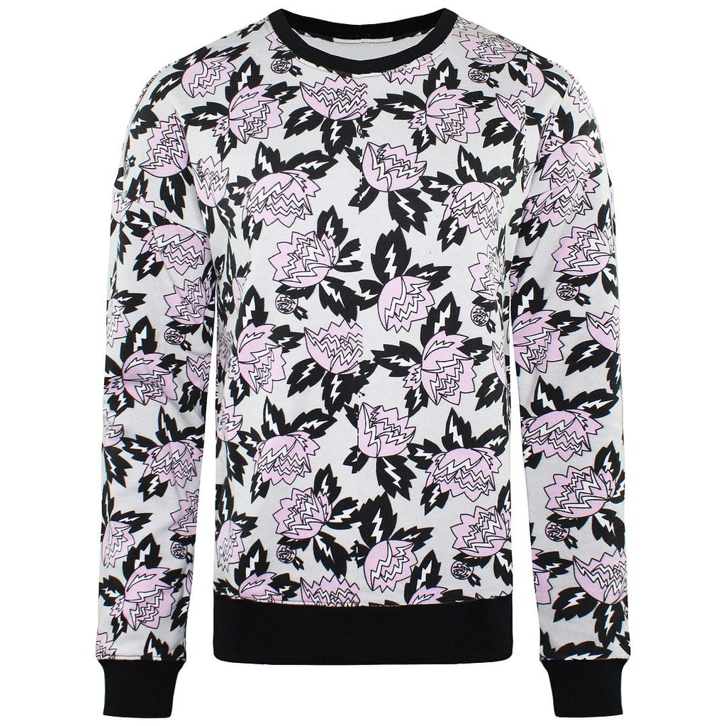 Vans Off The Wall Long Sleeve Crew Neck Flower Black Pink Womens Sweater V241HCJ