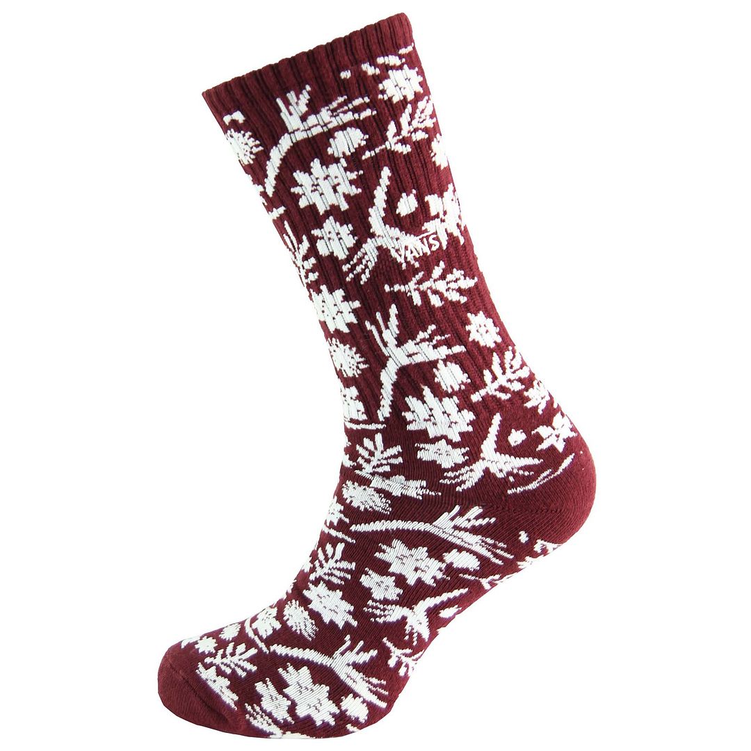 Vans Off The Wall Printed Burgundy White Mens Long Socks VYVA43S