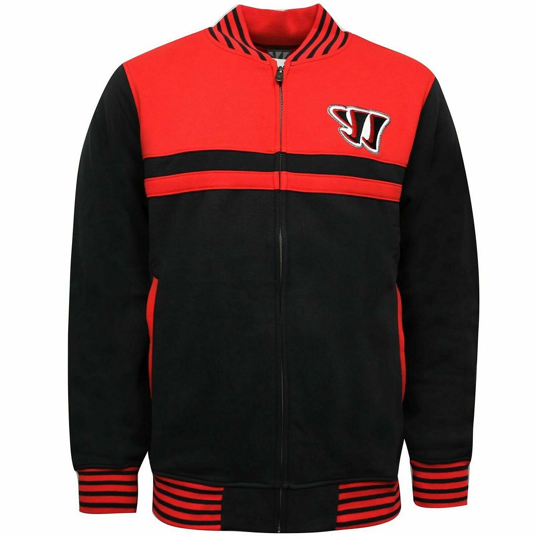 Warrior Long Sleeve Zip Up Black Red Mens Bomber Jacket WLJM350 RBK