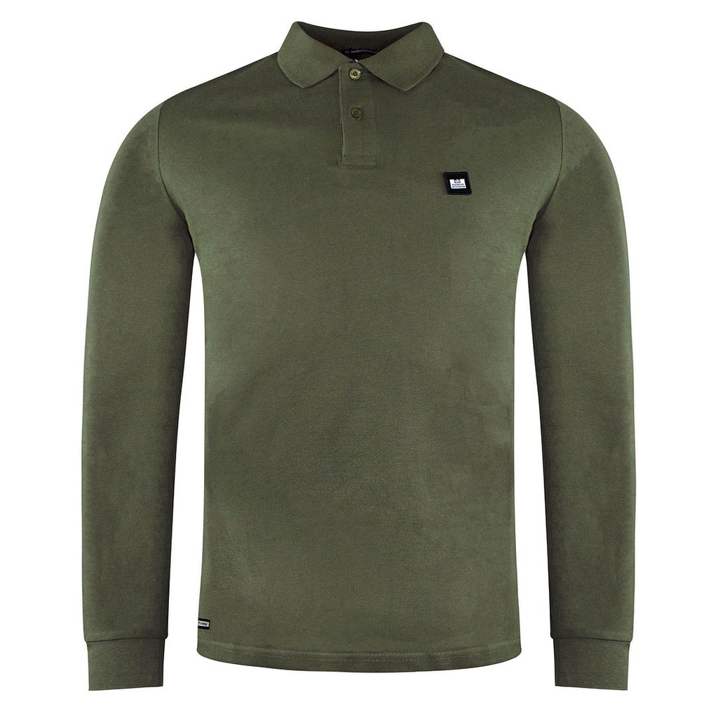 Weekend Offender Mens Khaki Long Sleeved Polo Shirt